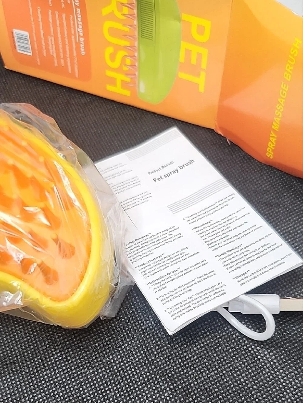 Pet Brush Spray Massage Grooming Brush - Orange/Yellow